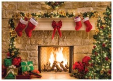 Christmas Fireplace Backdrop 8x6FT 11209