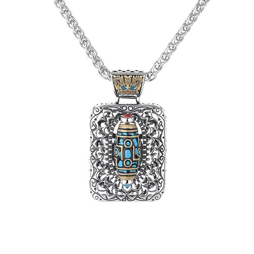 Men's Women 40*24MM Tibetan Rotatable Nine Eyes Dzi Pendant Necklace - Picture 10 of 15