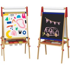 Qaba Easel for Kids, 3 in 1 Kids Art Easel with Paper Roll, Whiteboard
