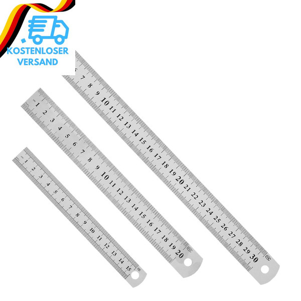 3 StüCk Edelstahl Lineale Set, Metall Lineale Mit Doppelseitenskala, 15Cm / 20Cm-image
