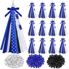 12 Pcs Cheer Keychains Cheerleader Gifts for Team Personalized DIY Blue, Black