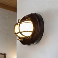 Messing Wandleuchte Led Holz Rahmen Maritim Silvio Antike Lampe Badezimmer Flur