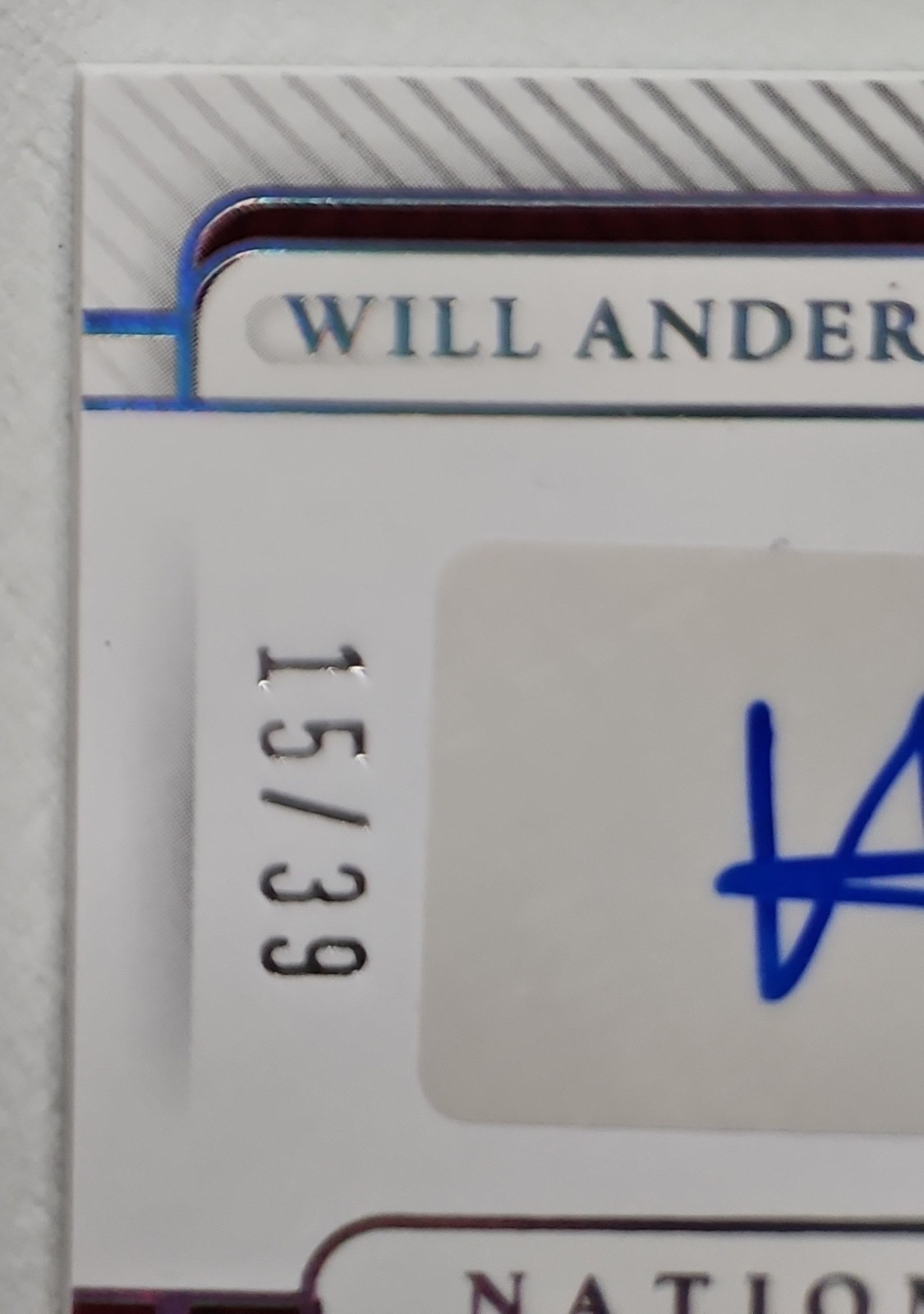 2023 PANINI NATIONAL TREASURES ALABAMA WILL ANDERSON JR /39 AUTO RELIC ROOKIE 🔥 view 3