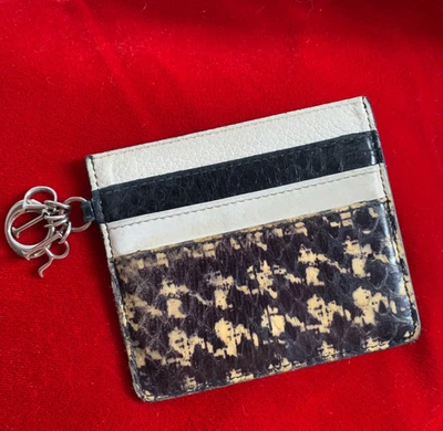 LADY DIOR Karten Etui 7 fache Steckmöglichkeiten schwarz weiss Hahnentritt Leder - Bild 1 von 4