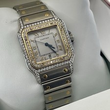 CARTIER SANTOS GALBEE LARGE ICED-OUT YELLOW GOLD STAINLESS STEEL ref: 187901
