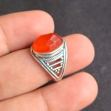 Natural Red Onyx 925 Solid Sterling Silver Handmade Beautiful Fine Ring Size 9