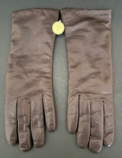 Vintage LEATHER Gloves Brown Wool Lining from Bonwit Teller Never Worn Size 7