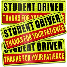 3PCS Student Driver Magnet Reflective Car Bumper Safety Warning Reusable Black