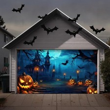 Halloween Garage Door Cover 7 X 16 Ft, Large Hanging Backdrop Garage Door Banner