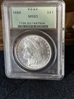 1886-P Morgan Dollar PCGS MS63 OGH Old Green Holder Blast White