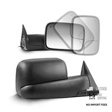 Pair Tow Mirrors Compatible with Dodge Ram 1998-2002 Black Basic style