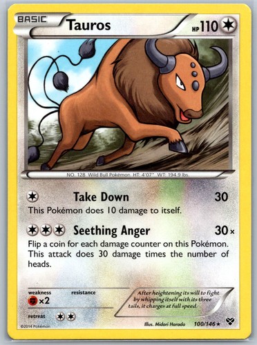 Tauros XY Base Set 100/146 MP-LP Pokémon Card