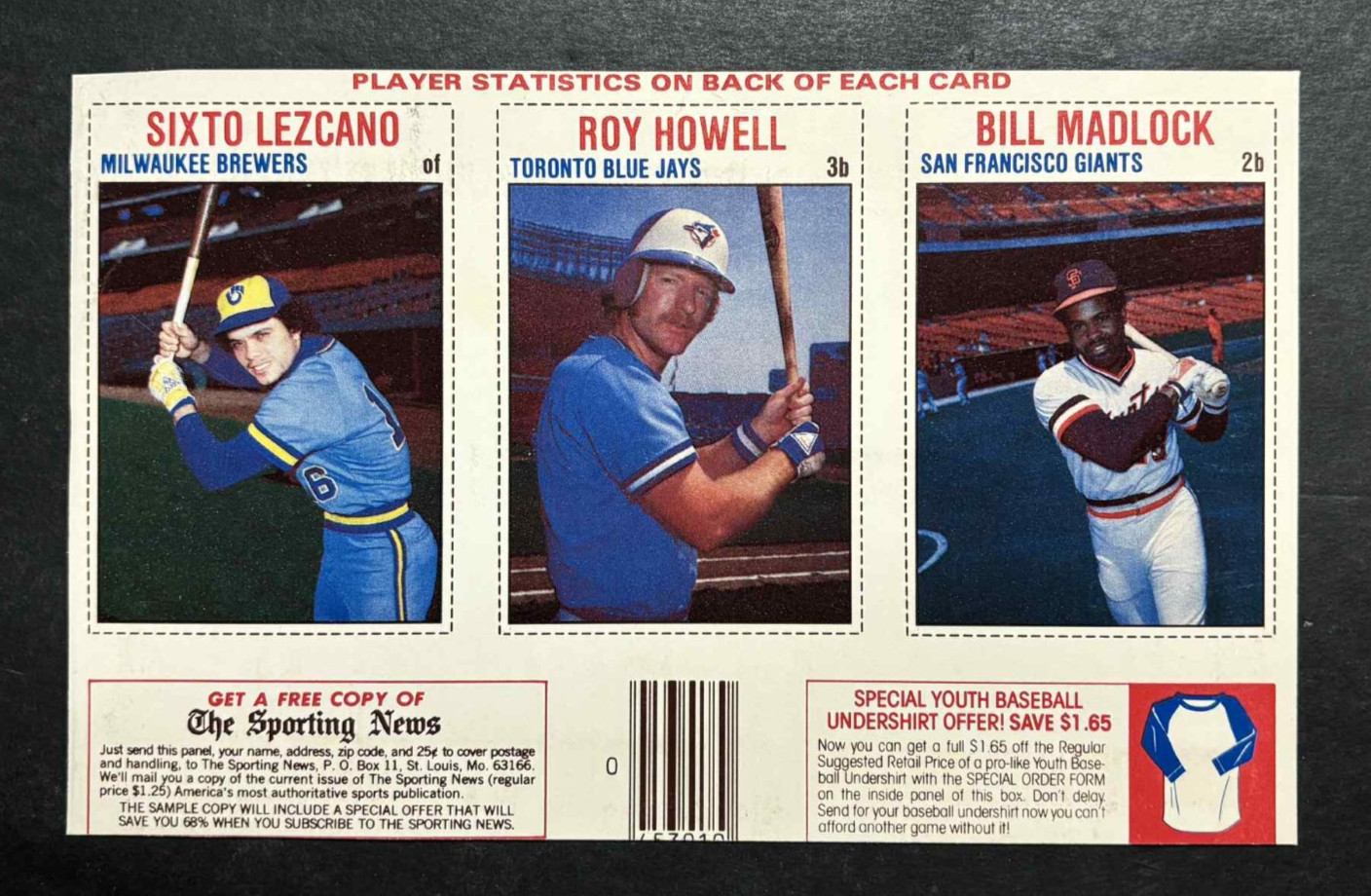 1979 Hostess Panels 136/137/138 SIXTO LEZCANO/ROY HOWELL/BILL MADLOCK - LQQK
