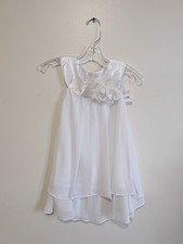 NWT White Flower Girl First Communion Dress Size 3-4 Removeable Flower Pin