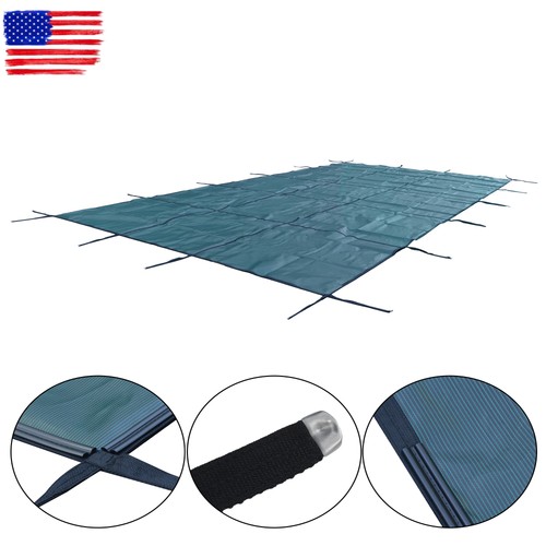 Inground Swimming Pool 18×34ft Rectangle Safety Pool Cover Green Mesh For 16×32 - Picture 4 of 13