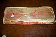 Vintage Trio Badminton Set  4 Raquets W 1 Birdie