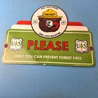 Vintage Forest Service Sign - Smokey Bear Please Prevent Gas Porcelain Sign