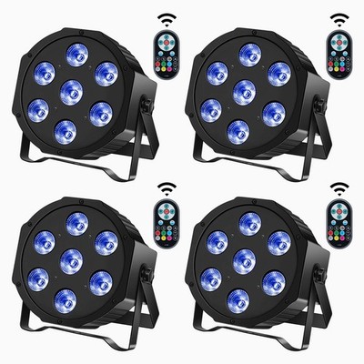Bühne Licht 4er-Set 7x3W RGBW LED Par Licht DMX 7 Kanal Licht Sound aktiviert DJ
