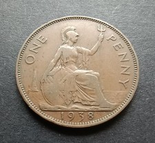 1938 One Penny - King George VI - British Bronze Coin