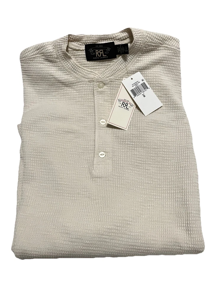 Double RL Ralph Lauren Men's Thermal Waffle Knit Henley Shirt Small w/ Gift Box - Image 3 of 4
