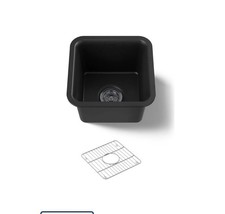 KOHLER Cairn Matte Black Granite Composite 16 in. Undermount Bar Sink