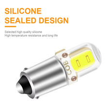 2PCS BA9S LED T4W H6W LED-CANBUS COB 2LED Bulb Car Interior License Plate Light 