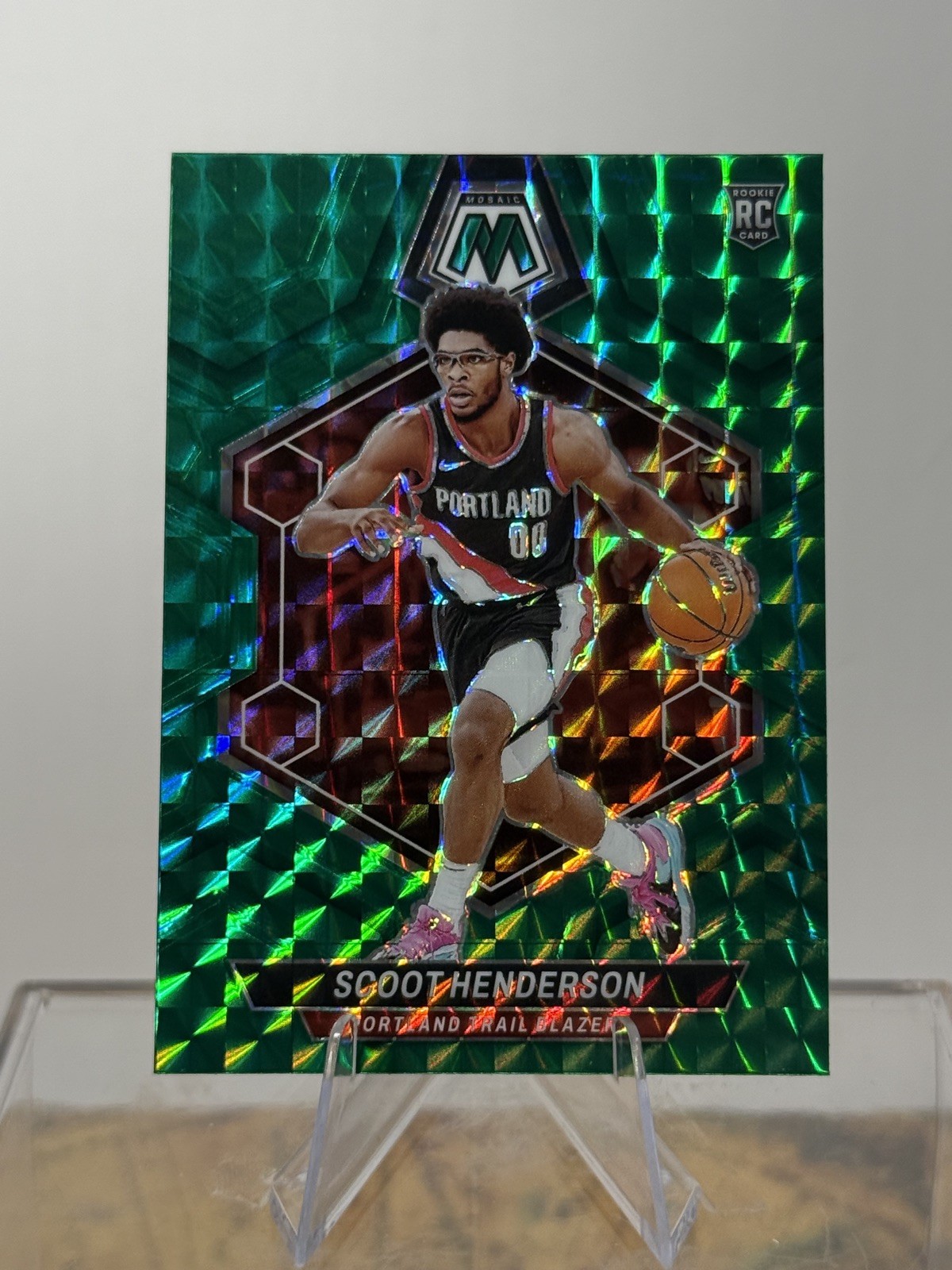 Scoot Henderson 2023-24 Mosaic Green Mosaic Prizm Rookie #216 Trail Blazers (RC)