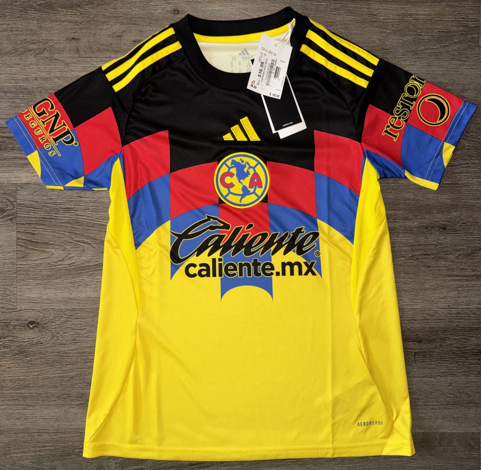 Adidas Club America 25/26 Home Jersey Short Sleeve Yellow Men’s Size (XS)