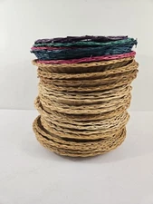 Vtg 28 Wicker Rattan Paper Plate Holders Lot Picnic Wall Decor Camping Holidays