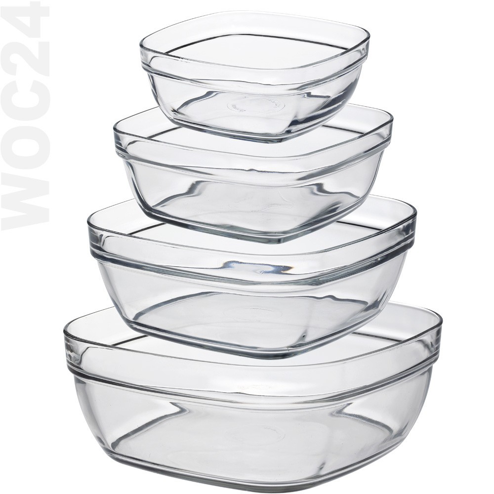 Schale Schüssel Glas Glasschüssel STAPELBAR Salatschüssel Salatschale eckig