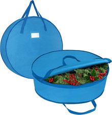 Wreath Storage Bag Set, 24" Zippered Containers for Holiday and Wedding Decor