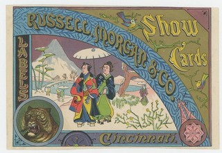 Russell Morgan Labels Show Cards Asian Theme 1880's Trade Card