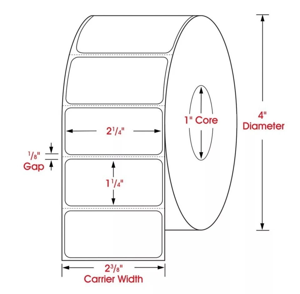 BRAND New, lot/2 rolls, Uline S-6801 2.25"x1.25" thermal labels 1000 per roll - Image 2 of 4