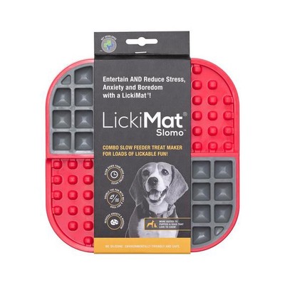 Lickimat Slomo Wet & Dry Double Slow Food Dog Bowl (Red) - 20x20cm