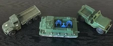 Vintage Military Toy Lot: Tim Mee Army Jeep & Truck / Battle Front Troop Carrier