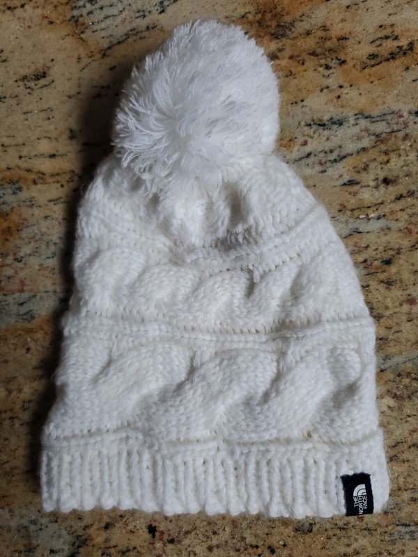 The North Face Beanie Women's One Size White Knit Pom Pom