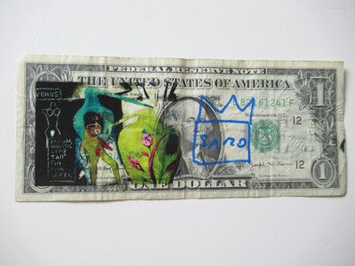 A) J.M.BASQUIAT: 1$ BANKNOTE 1x ORIGINAL SIGNIERT, ZERTIFIZIERT, USPS- 10.2.1987