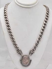 Vintage MEXICO Sterling Silver & Rose Quartz Scandinavian Design Ladies Necklace