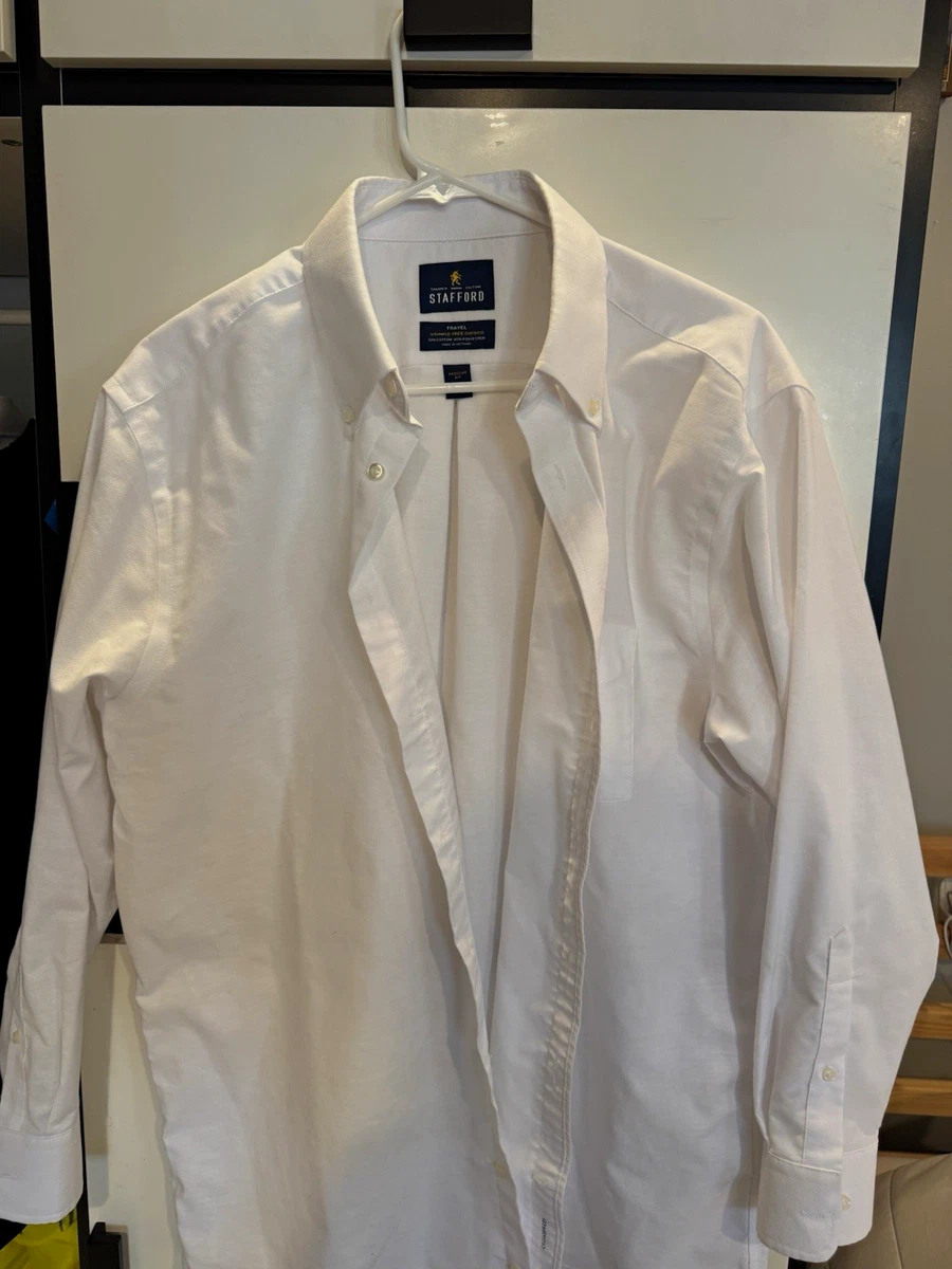stafford white dress shirts Mens Size 16.5/34-35 Long Sleeve Shirt Non Iron Oxford sleeve button Stafford White Dress Shirts for