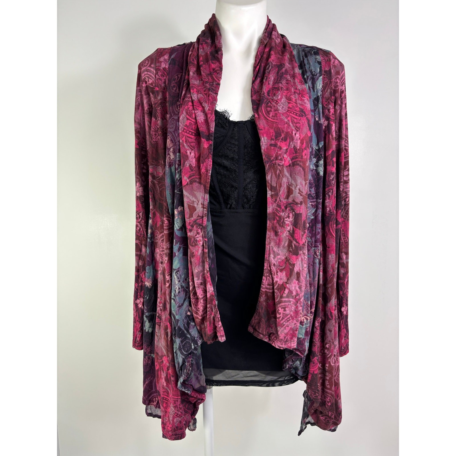 Soft Surroundings Open Front Patchwork Cardigan S… - image 1