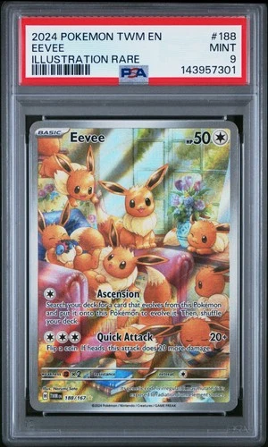 2024 POKEMON TWM EN-TWILIGHT MASQUERADE ILLUSTRATION RARE #188 EEVEE PSA 9
