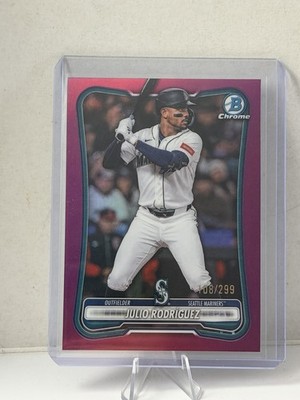 2026 Bowman Chrome Julio Rodriguez True Magenta Refractor #66 Mariners /299