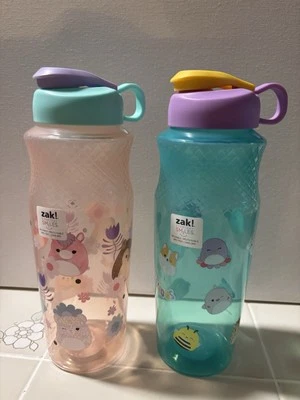 ZAK! SET OF 2 NEW SQUISHMALLOWS BY ZAK / 2024 FLIP TOP WATER BOTTLE- 30 OZ