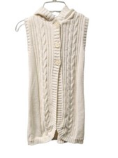 Crazy 8 Girls 7/8 Ivory Sleeveless Hooded Cable Knit Long Sweater New 0708