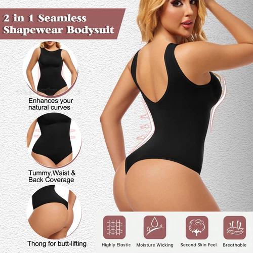 Women Crew Neck Full Body Shaper Slimming Firm Control Tummy Bodysuit Shapewear - Picture 4 of 33