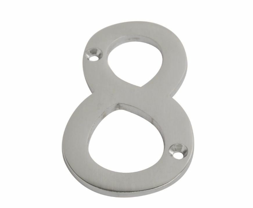 Satin Chrome Door Numbers & Letters 3" ( 75 mm ) House Flat Apartment