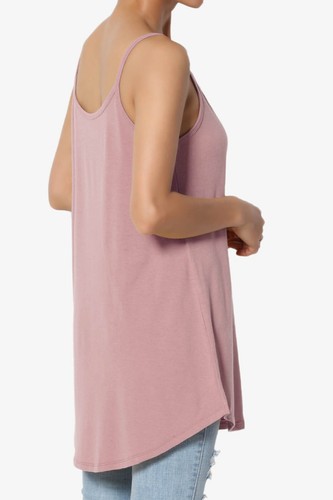 TheMogan Women's Scoop V Neck Stretch Draped Jersey Flared Camisole Tunic Top - Picture 252 of 302