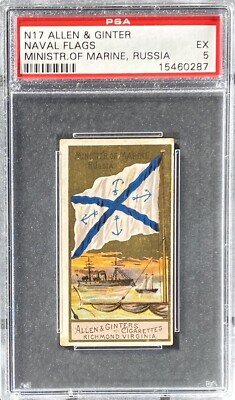 1886 N17 Allen & Ginter Naval Flags MINISTER OF MARINE RUSSIA PSA 5 EX