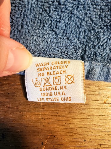 Vintage Dundee Cotton Hand Towel Lace Trim Satin Flowers Blue - Picture 9 of 9