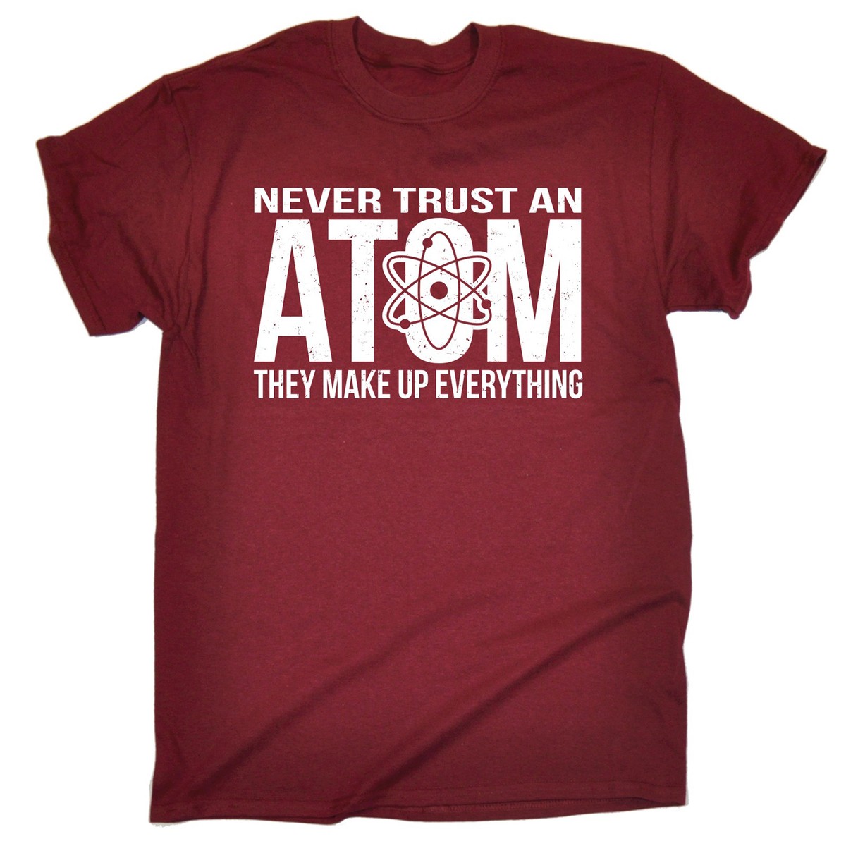Never Trust An Atom They Make Up Everything Science T-Shirt - Medium Navy Blue Adult Tee - View #7